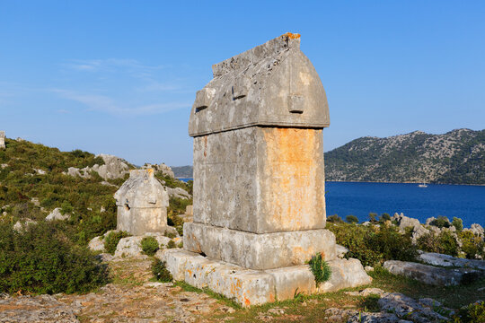 Turkey, Lycia, Lycian Coast, Demre, ancient sarcophagus