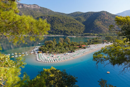 Turkey, Lycia, Beach and lagoon of Oeluedeniz