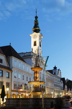 Austria, Upper Austria, Steyr, View of Leopoldibrunnen
