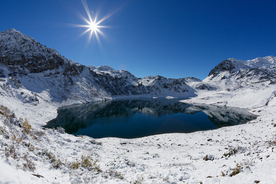 Austria, Vorarlberg, View of Lechquellengebirge mountain
