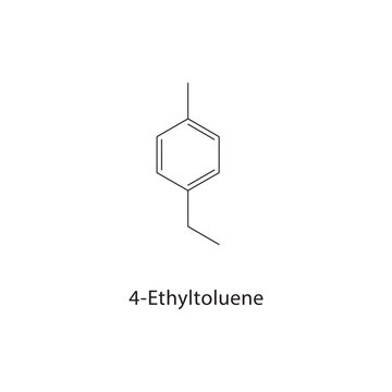 4-Ethyltoluene skeletal structure. aromatic hydrocarbon compound schematic illustration. Simple diagram, chemical formula.