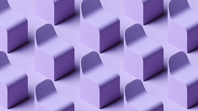 Monochromatic lilac abstract geometric pattern of repeating minimalist chair shapes