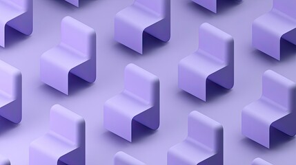 Fototapeta premium Seamless pattern of minimalist purple chairs on a soft lavender background