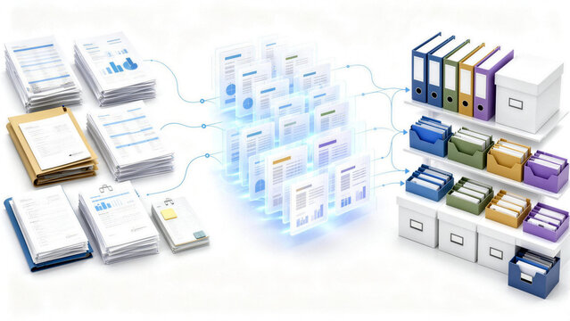 Intelligent document processing workflow with business documents and structured digital records
