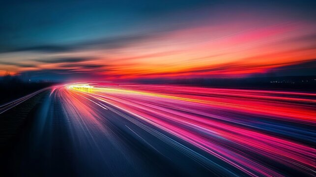 Dynamic light trails on a dark gradient background, showcasing a striking cinematic style design.