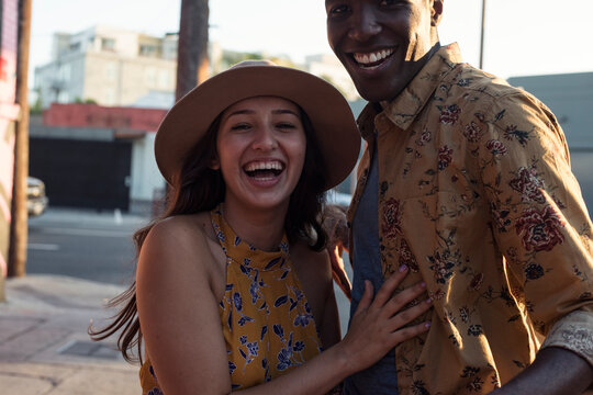Happy young couple outdoors