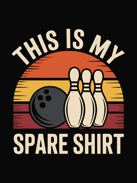 This Is My Spare Shirt vintage bowling pun with retro sunset ball and pins