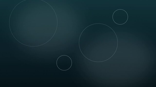 Abstract overlapping circles on dark green background. 2d animation