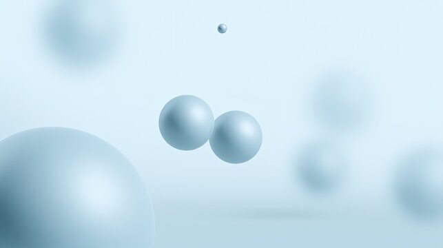 Soft blue orbs of varying sizes float in a serene, airy background