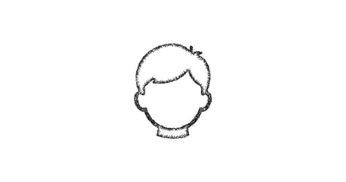 Sketch child head icon animation - smooth progressive reveal