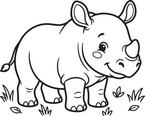 Fototapeta premium Black and white line of a smiling cartoon pig
