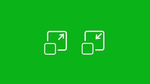 Exit full screen icon animation for web design interfaces, mobile apps resolution animated icon.Full screen concept icon animation. Line art box with arrow.