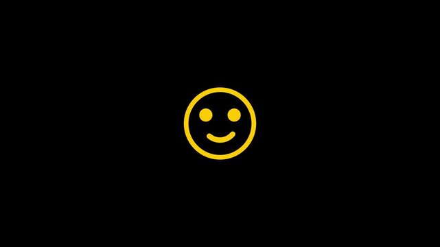 Hand drawn animated smiley face emoji doodle.Minimalist white happy face emoji animation, simple line art smiling emoticon on green background, cheerful facial expression.