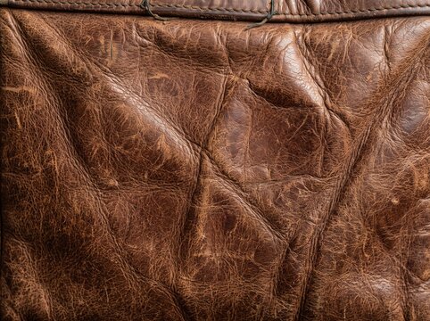 Warm brown aged leather surface with intricate wrinkles and weathered texture, providing a rich, authentic background for various design projects