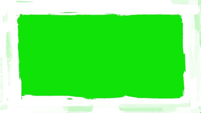 Brush frame animation, dry stroke frame in black, loop animation on green screen background