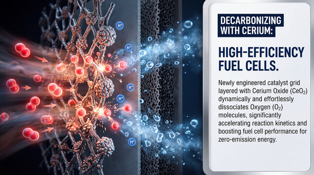 Cerium based fuel cell catalyst showing hydrogen and oxygen interaction for energy production