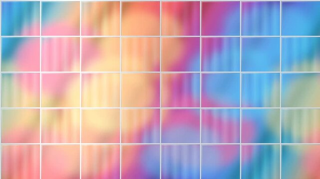 Colorful gradient squares with blurred mesh pattern. 2d animation