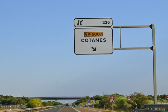 A road sign on the A-6 motorway in Spain, indicating exit 226 towards Cotanes, province of Zamora, region of Castile and Leon.July 29, 2026