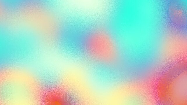 Seamless loop of 3D abstract animation featuring blurred gradient light spots. Soft yellow, pink, blue and purple colors flowing slowly