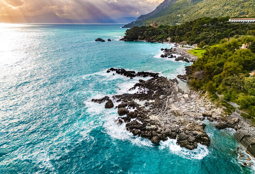 The coast near the town of Maratea, in the province of Potenza, Basilicata, Italy.