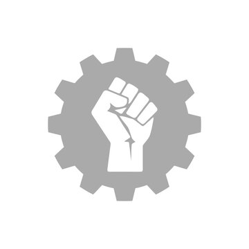 vector illustration of Fist inside gear icon symbolizing power and strength Vector, illustration , Labour Day, Happy Labor Day, Labor Day, Labour day icons set