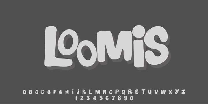 Loomis is a bold and playful chunky display font featuring soft rounded shapes, organic curves, and a friendly cartoon-inspired personality. Its fun and approachable style is perfect for children's de