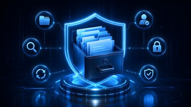 Secure Digital Filing Cabinet with Integrated Document Management and Data Security Shield