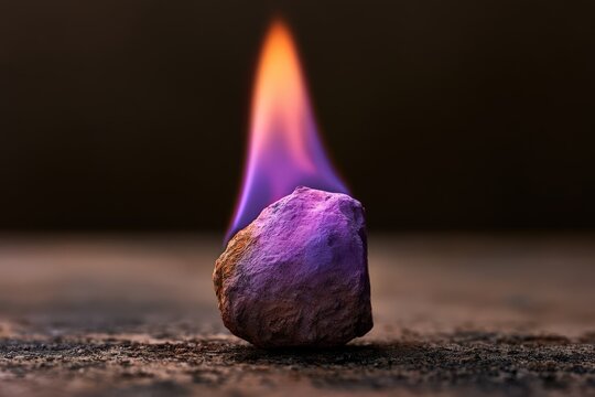 Purple Rock with Violet Orange Flame Rising