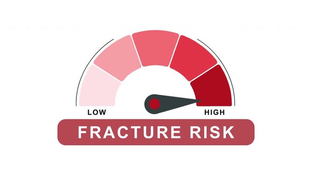 Fracture Risk Level Gauge Animation from Low to High Indicator on Bone Density Health and Medical Healthcare Background Motion Graphics  