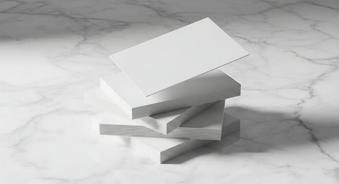 Monochrome stack of blank white business cards for mockup.