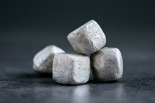Stacked Rubidium Metal Cubes with Silvery Textured Sheen