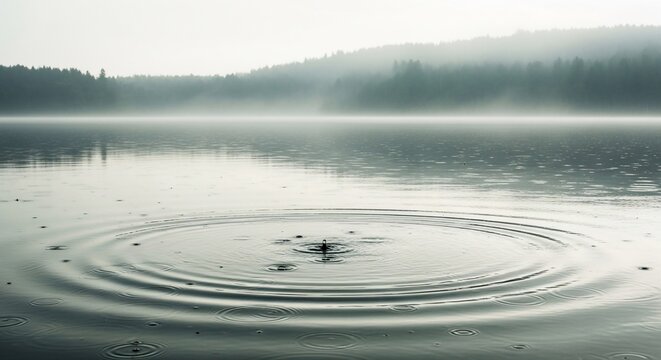 Water drop ripple tranquil landscape