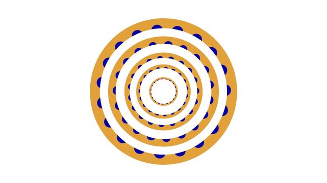 Animated round geometric pattern with yellow and blue circles video on a white background