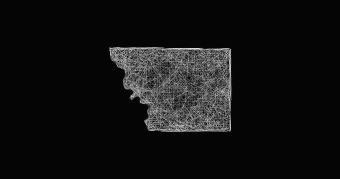 Sketch Monona outline map animation - smooth progressive reveal