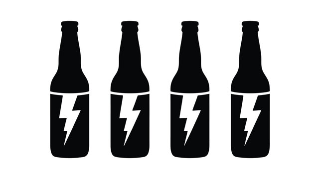 Broken bottle vector icons illustrating cracked glass containers, shattered packaging, damaged objects, fragments, accidents, and safety hazards