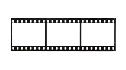 Fototapeta premium Vintage 35mm film strip with three empty frames isolated on transparent background