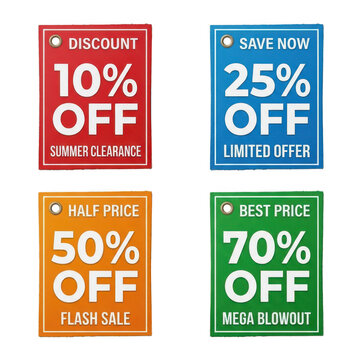 Set of colorful discount sale price tags labels vector illustration