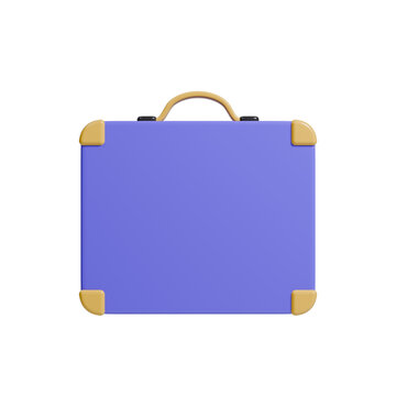 Front View 3D Illustration Render Suitcase Isolated for Travel and Business Icon