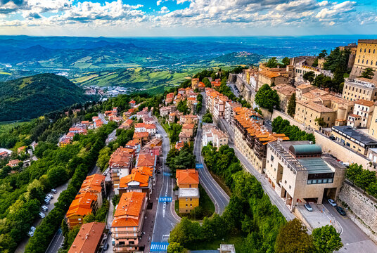 View of San Marino, a microstate on the Italian Peninsula
