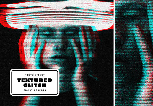 Textured Glitch Photo Effect For Poster And Social Media Design