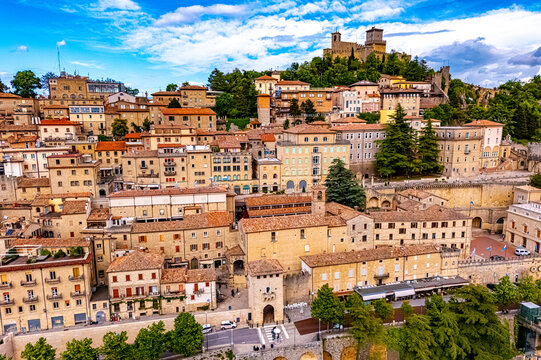 View of San Marino, a microstate on the Italian Peninsula
