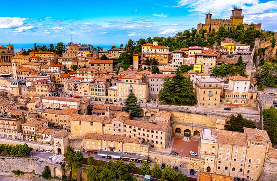 View of San Marino, a microstate on the Italian Peninsula