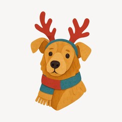 Obraz premium Festive dog with reindeer antlers
