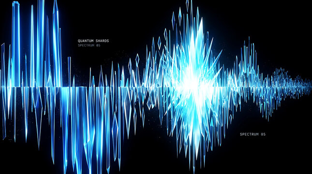 Futuristic blue digital audio waveform equalizer visualization on black