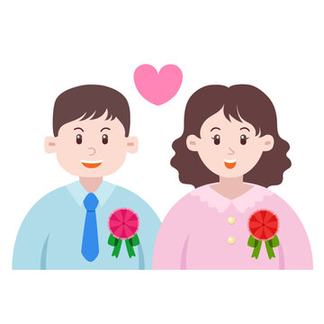 어버이날 카네이션 리본 브로치를 착용한 엄마 아빠 일러스트 &ndash; 부모님께 감사와 사랑을 전하는 따뜻한 가족 기념일 이미지