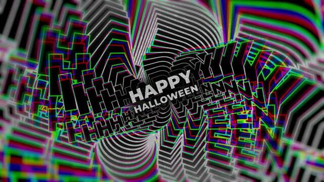 Animated 4K abstract Halloween video with glitch lines and bold text