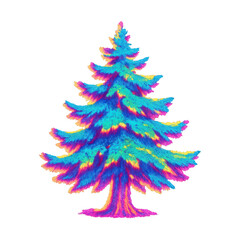 Naklejka premium PNG Vibrant neon pine tree illustration.