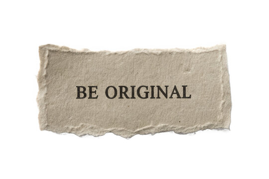 Single torn vintage gray paper label with b e o r i g i n a l text isolated on white background p n g a i generated