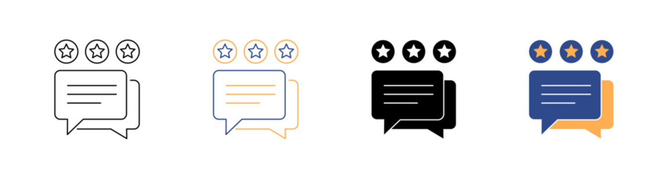 Client Review and Speech Bubble Vector Icon Pack Illustration