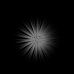 Fototapeta premium Luminous white starburst on black background, glowing radial light rays, abstract sunburst effect for cinematic overlays
